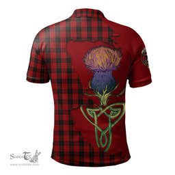 Scottish MacLeod Black and Red Clan Tartan with Thistle and Scotland Map Tartan Plaid Polo Shirt Scottish Plaid Tartan Plaid - ScotsTee - scotstee.com