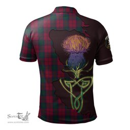 Scottish Lindsay Clan Tartan with Thistle and Scotland Map Tartan Plaid Polo Shirt Scottish Plaid Tartan Plaid - ScotsTee - scotstee.com