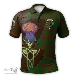 Scottish MacAlister of Glenbarr Hunting Clan Tartan with Thistle and Scotland Map Tartan Plaid Polo Shirt Scottish Plaid Tartan Plaid - ScotsTee - scotstee.com