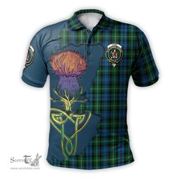 Scottish Lyon Clan Tartan with Thistle and Scotland Map Tartan Plaid Polo Shirt Scottish Plaid Tartan Plaid - ScotsTee - scotstee.com