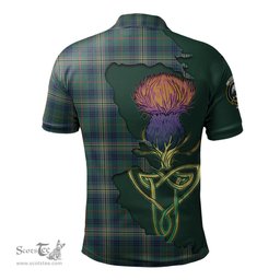 Scottish Kennedy Modern Clan Tartan with Thistle and Scotland Map Tartan Plaid Polo Shirt Scottish Plaid Tartan Plaid - ScotsTee - scotstee.com