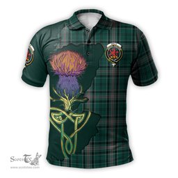 Scottish Kelly of Sleat Hunting Clan Tartan with Thistle and Scotland Map Tartan Plaid Polo Shirt Scottish Plaid Tartan Plaid - ScotsTee - scotstee.com