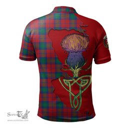 Scottish Lindsay Modern Clan Tartan with Thistle and Scotland Map Tartan Plaid Polo Shirt Scottish Plaid Tartan Plaid - ScotsTee - scotstee.com