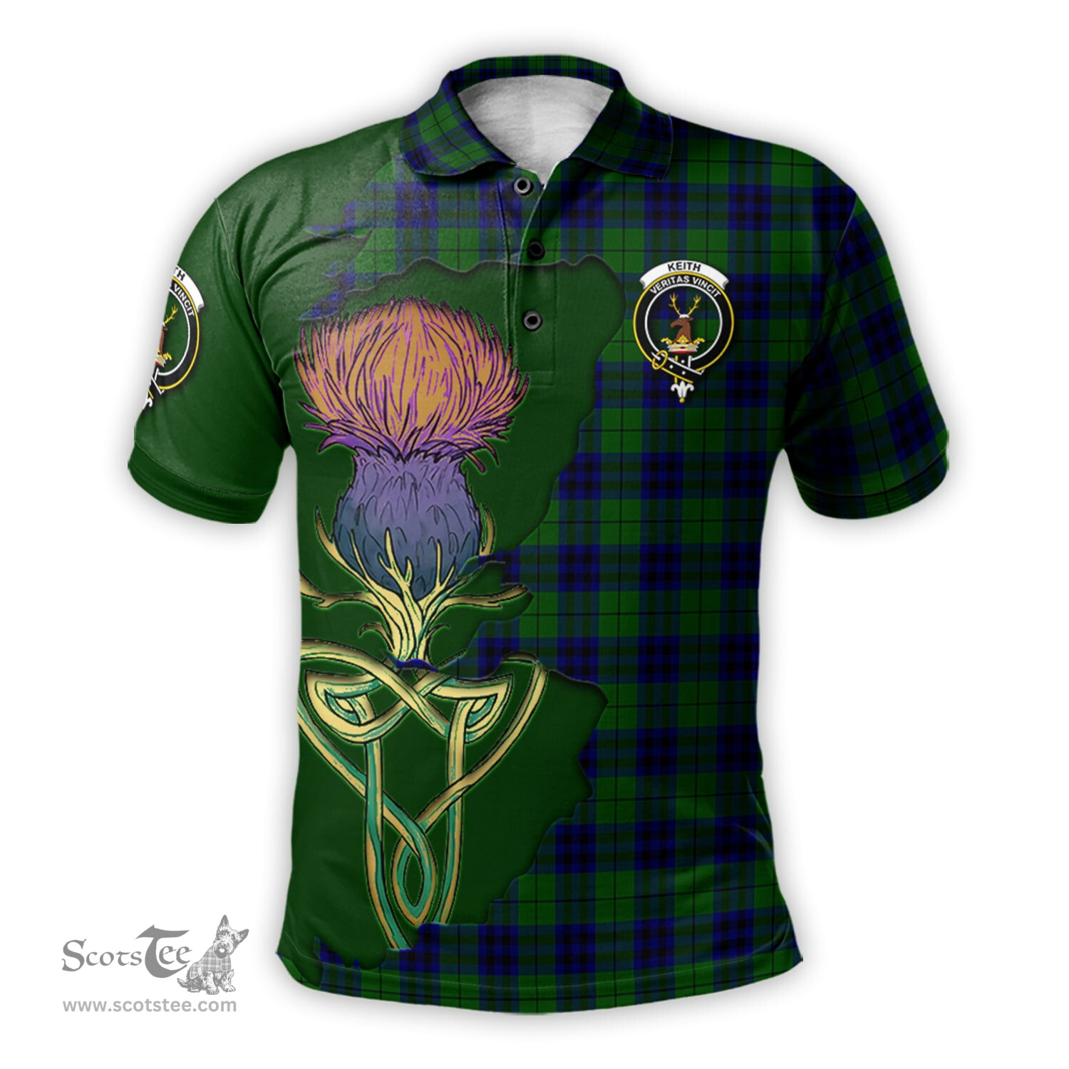 Scottish Keith Modern Clan Tartan with Thistle and Scotland Map Tartan Plaid Polo Shirt Scottish Plaid Tartan Plaid - ScotsTee - scotstee.com
