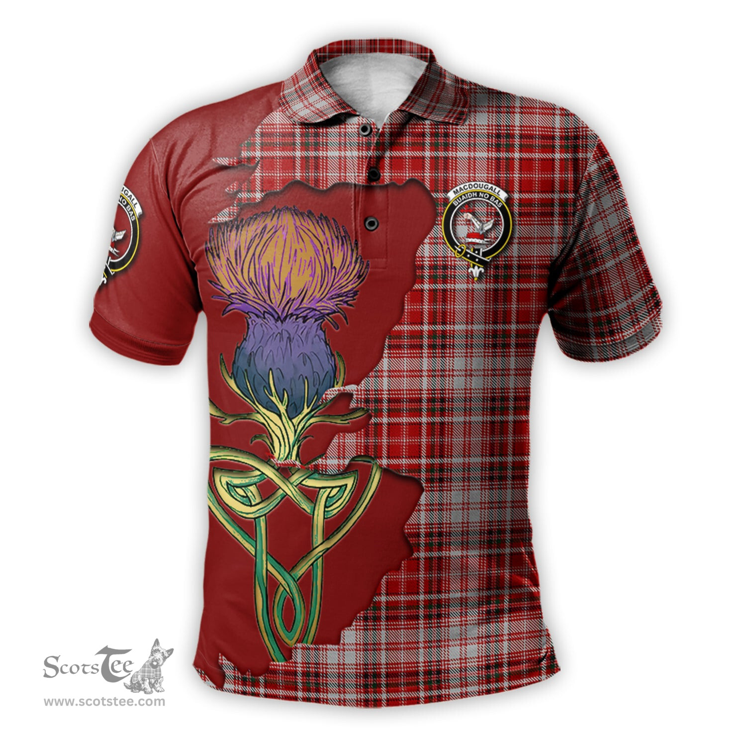 Scottish MacDougall Dress Clan Tartan with Thistle and Scotland Map Tartan Plaid Polo Shirt Scottish Plaid Tartan Plaid - ScotsTee - scotstee.com
