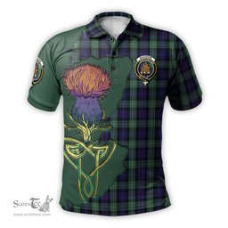 Scottish MacKenzie Hunting Green Clan Tartan with Thistle and Scotland Map Tartan Plaid Polo Shirt Scottish Plaid Tartan Plaid - ScotsTee - scotstee.com