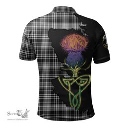 Scottish MacLean Black and White Clan Tartan with Thistle and Scotland Map Tartan Plaid Polo Shirt Scottish Plaid Tartan Plaid - ScotsTee - scotstee.com