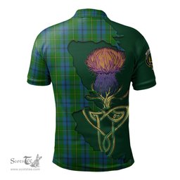 Scottish Johnstone Clan Tartan with Thistle and Scotland Map Tartan Plaid Polo Shirt Scottish Plaid Tartan Plaid - ScotsTee - scotstee.com