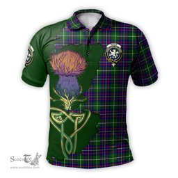 Scottish Inglis Modern Clan Tartan with Thistle and Scotland Map Tartan Plaid Polo Shirt Scottish Plaid Tartan Plaid - ScotsTee - scotstee.com