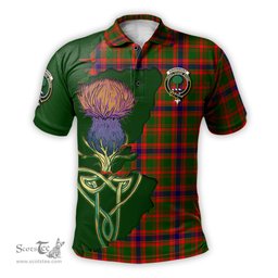 Scottish Kinninmont Clan Tartan with Thistle and Scotland Map Tartan Plaid Polo Shirt Scottish Plaid Tartan Plaid - ScotsTee - scotstee.com