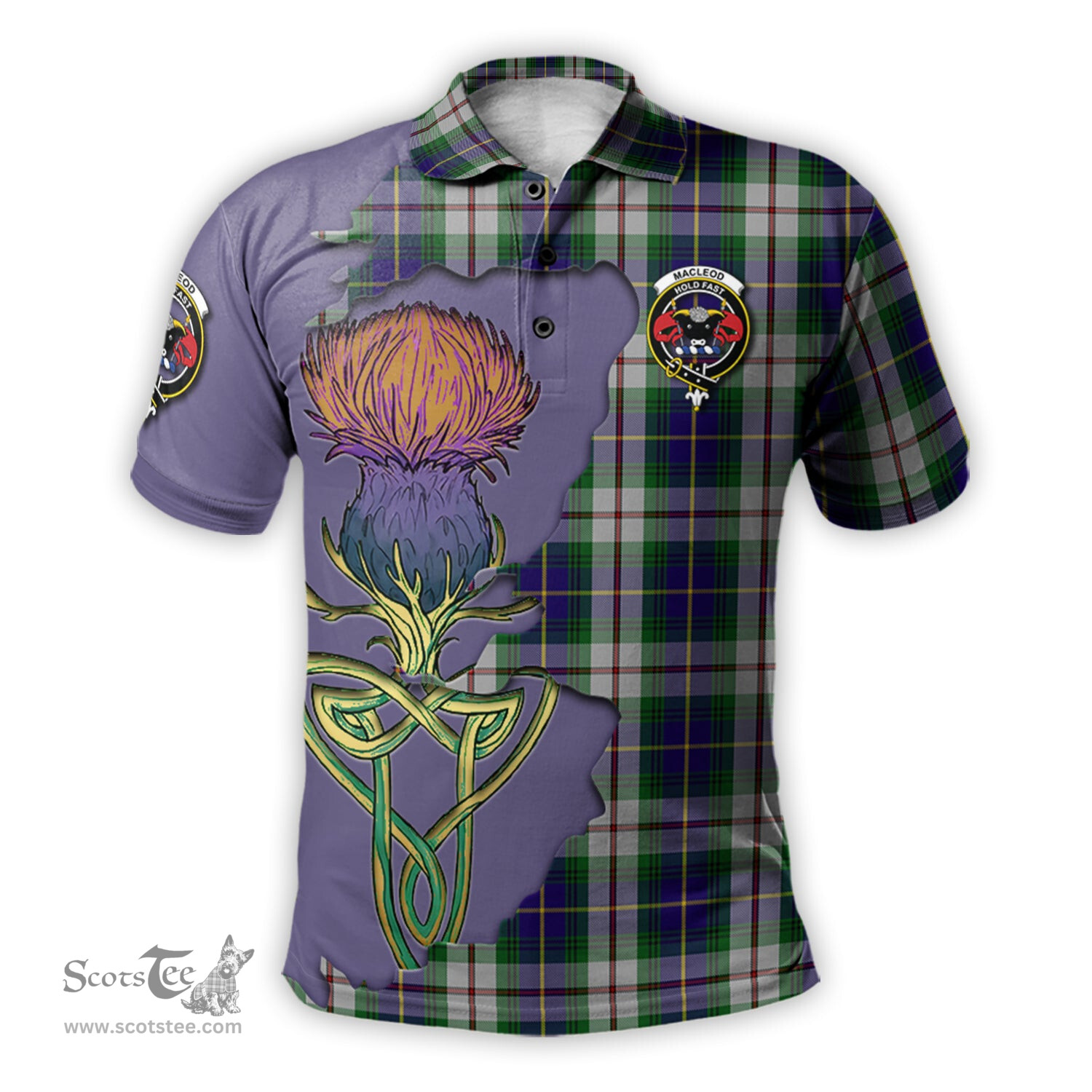 Scottish MacLeod Of Californian Clan Tartan with Thistle and Scotland Map Tartan Plaid Polo Shirt Scottish Plaid Tartan Plaid - ScotsTee - scotstee.com