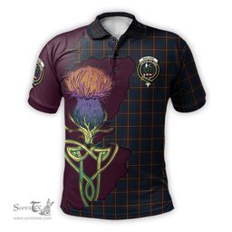 Scottish MacLaine of Lochbuie Hunting Clan Tartan with Thistle and Scotland Map Tartan Plaid Polo Shirt Scottish Plaid Tartan Plaid - ScotsTee - scotstee.com