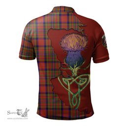 Scottish Hepburn Clan Tartan with Thistle and Scotland Map Tartan Plaid Polo Shirt Scottish Plaid Tartan Plaid - ScotsTee - scotstee.com