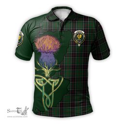 Scottish Sinclair Hunting Clan Tartan with Thistle and Scotland Map Tartan Plaid Polo Shirt Scottish Plaid Tartan Plaid - ScotsTee - scotstee.com