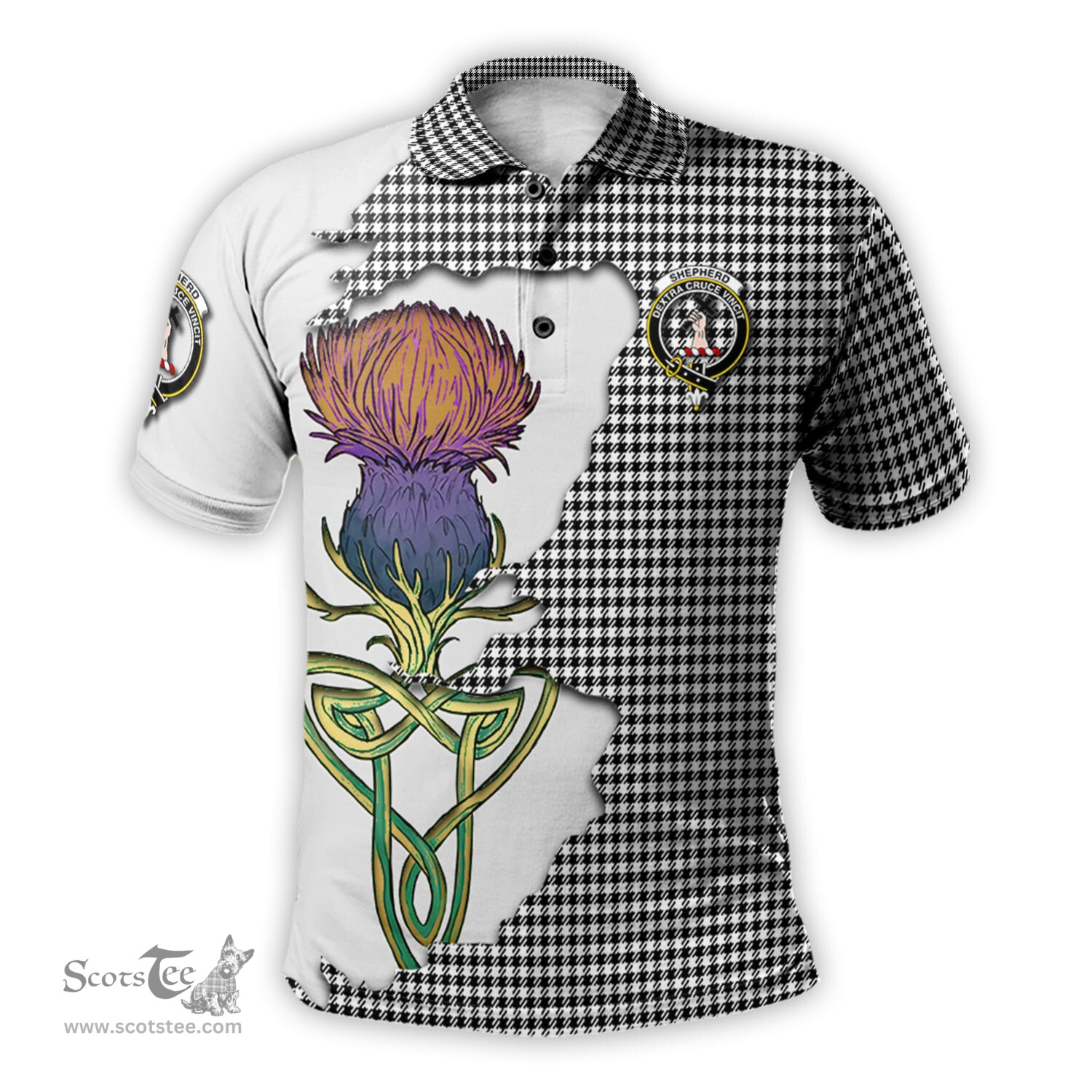 Scottish Shepherd Clan Tartan with Thistle and Scotland Map Tartan Plaid Polo Shirt Scottish Plaid Tartan Plaid - ScotsTee - scotstee.com