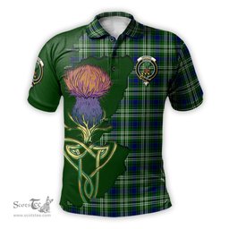 Scottish Swinton Clan Tartan with Thistle and Scotland Map Tartan Plaid Polo Shirt Scottish Plaid Tartan Plaid - ScotsTee - scotstee.com