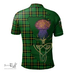 Scottish Wallace Hunting Green Clan Tartan with Thistle and Scotland Map Tartan Plaid Polo Shirt Scottish Plaid Tartan Plaid - ScotsTee - scotstee.com