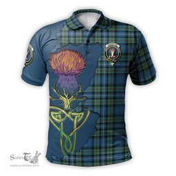 Scottish Robertson Hunting Ancient Clan Tartan with Thistle and Scotland Map Tartan Plaid Polo Shirt Scottish Plaid Tartan Plaid - ScotsTee - scotstee.com