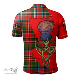 Scottish Stewart Royal Clan Tartan with Thistle and Scotland Map Tartan Plaid Polo Shirt Scottish Plaid Tartan Plaid - ScotsTee - scotstee.com