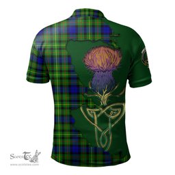 Scottish Rollo Modern Clan Tartan with Thistle and Scotland Map Tartan Plaid Polo Shirt Scottish Plaid Tartan Plaid - ScotsTee - scotstee.com