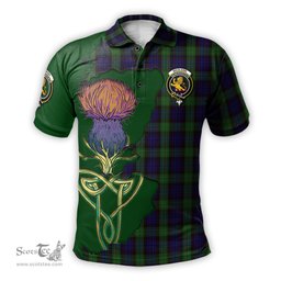 Scottish Nicolson Green Hunting Clan Tartan with Thistle and Scotland Map Tartan Plaid Polo Shirt Scottish Plaid Tartan Plaid - ScotsTee - scotstee.com