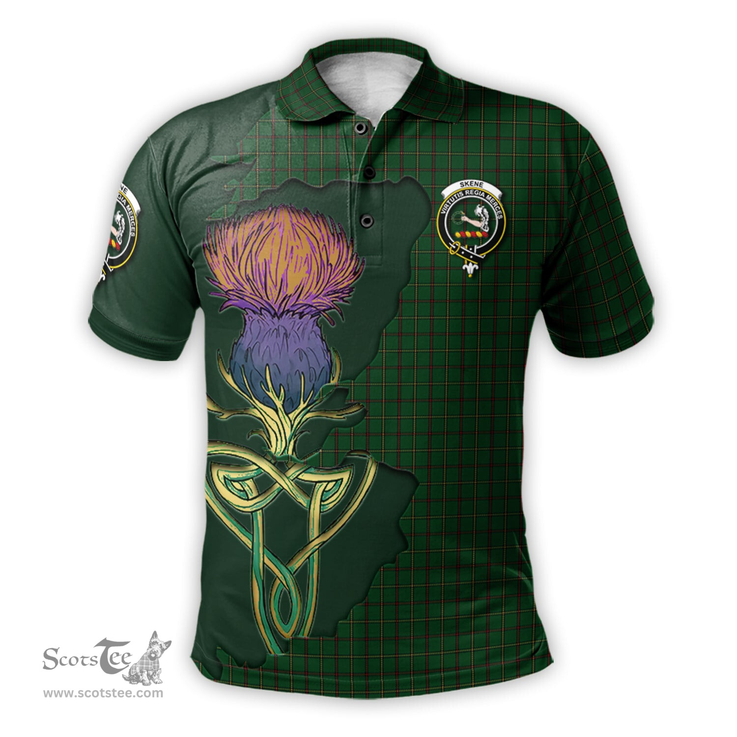 Scottish Skene or Tribe of Mar Clan Tartan with Thistle and Scotland Map Tartan Plaid Polo Shirt Scottish Plaid Tartan Plaid - ScotsTee - scotstee.com