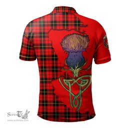 Scottish Wallace Hunting Red Clan Tartan with Thistle and Scotland Map Tartan Plaid Polo Shirt Scottish Plaid Tartan Plaid - ScotsTee - scotstee.com