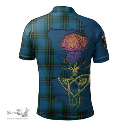 Scottish Murray of Elibank Clan Tartan with Thistle and Scotland Map Tartan Plaid Polo Shirt Scottish Plaid Tartan Plaid - ScotsTee - scotstee.com