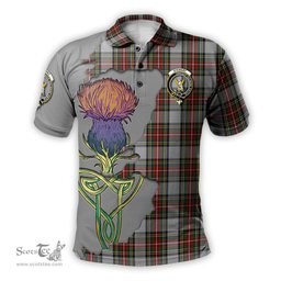 Scottish Stewart Dress Clan Tartan with Thistle and Scotland Map Tartan Plaid Polo Shirt Scottish Plaid Tartan Plaid - ScotsTee - scotstee.com