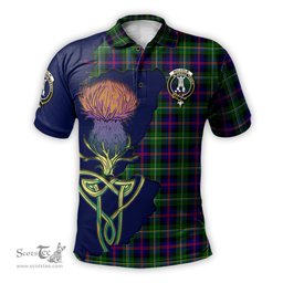 Scottish Malcolm Clan Tartan with Thistle and Scotland Map Tartan Plaid Polo Shirt Scottish Plaid Tartan Plaid - ScotsTee - scotstee.com