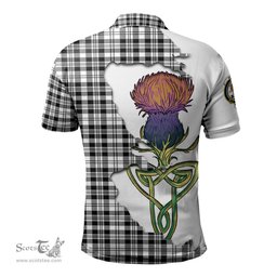 Scottish Scott Black White Clan Tartan with Thistle and Scotland Map Tartan Plaid Polo Shirt Scottish Plaid Tartan Plaid - ScotsTee - scotstee.com