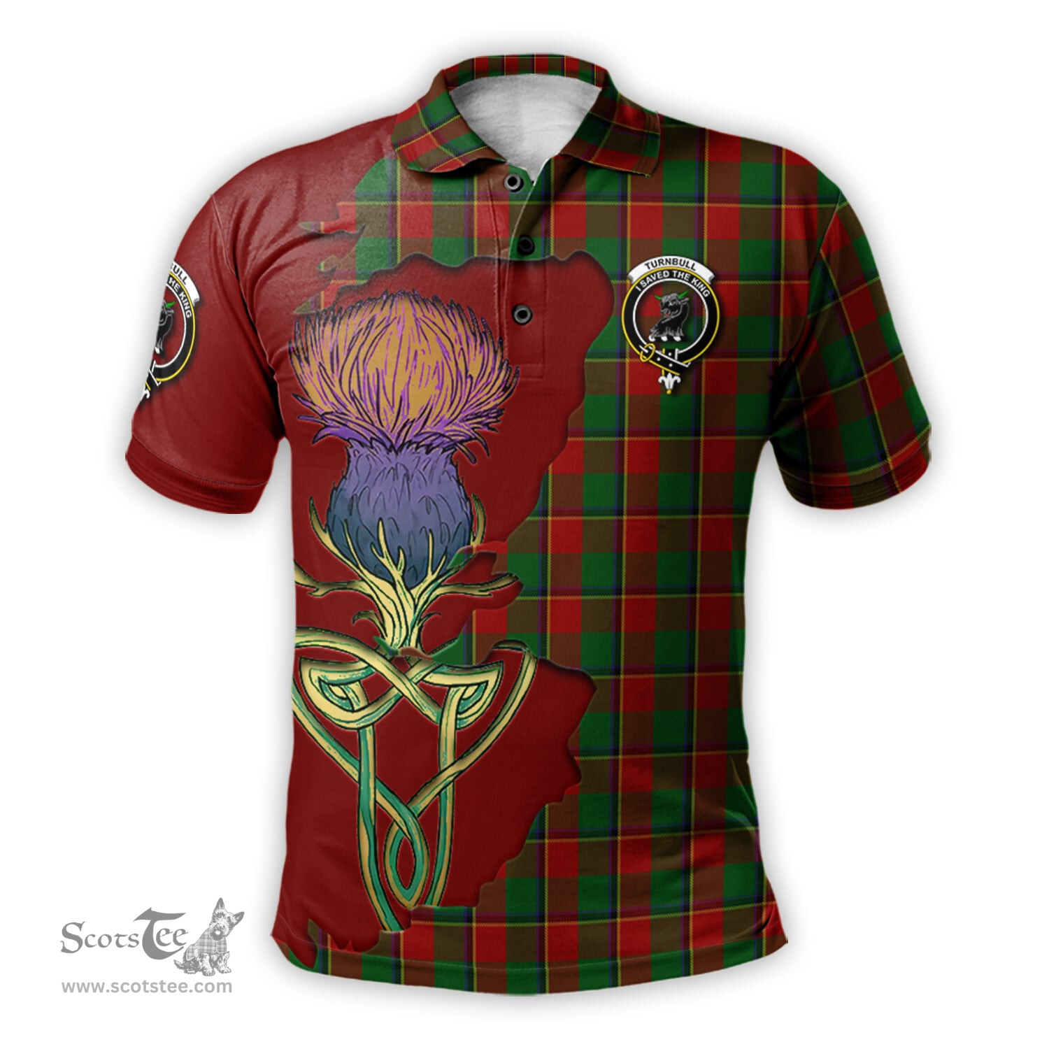 Scottish Turnbull Dress Clan Tartan with Thistle and Scotland Map Tartan Plaid Polo Shirt Scottish Plaid Tartan Plaid - ScotsTee - scotstee.com