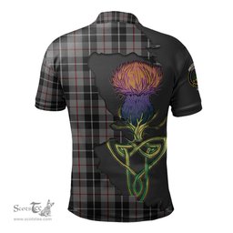 Scottish Thompson Grey Clan Tartan with Thistle and Scotland Map Tartan Plaid Polo Shirt Scottish Plaid Tartan Plaid - ScotsTee - scotstee.com