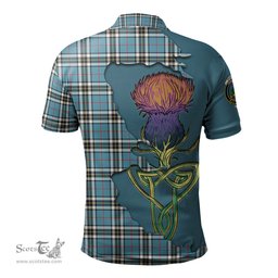 Scottish Thomson Clan Tartan with Thistle and Scotland Map Tartan Plaid Polo Shirt Scottish Plaid Tartan Plaid - ScotsTee - scotstee.com