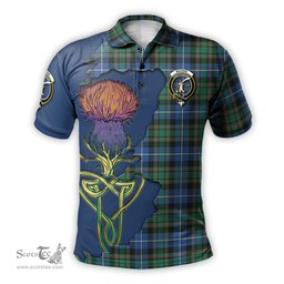 Scottish MacRae Hunting Ancient Clan Tartan with Thistle and Scotland Map Tartan Plaid Polo Shirt Scottish Plaid Tartan Plaid - ScotsTee - scotstee.com
