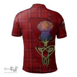 Scottish Rose of Kilravock Clan Tartan with Thistle and Scotland Map Tartan Plaid Polo Shirt Scottish Plaid Tartan Plaid - ScotsTee - scotstee.com