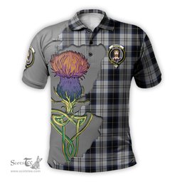 Scottish Menzies Black Dress Clan Tartan with Thistle and Scotland Map Tartan Plaid Polo Shirt Scottish Plaid Tartan Plaid - ScotsTee - scotstee.com