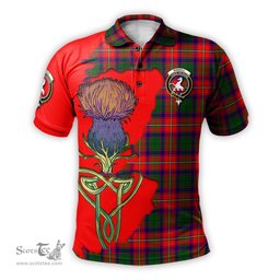 Scottish Riddell Clan Tartan with Thistle and Scotland Map Tartan Plaid Polo Shirt Scottish Plaid Tartan Plaid - ScotsTee - scotstee.com