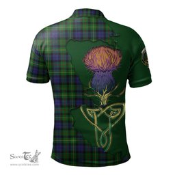 Scottish Rollo Clan Tartan with Thistle and Scotland Map Tartan Plaid Polo Shirt Scottish Plaid Tartan Plaid - ScotsTee - scotstee.com