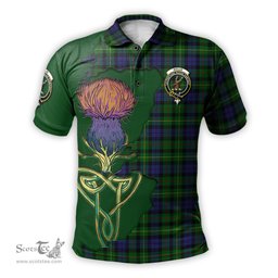 Scottish Rollo Clan Tartan with Thistle and Scotland Map Tartan Plaid Polo Shirt Scottish Plaid Tartan Plaid - ScotsTee - scotstee.com