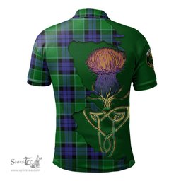 Scottish Monteith Clan Tartan with Thistle and Scotland Map Tartan Plaid Polo Shirt Scottish Plaid Tartan Plaid - ScotsTee - scotstee.com