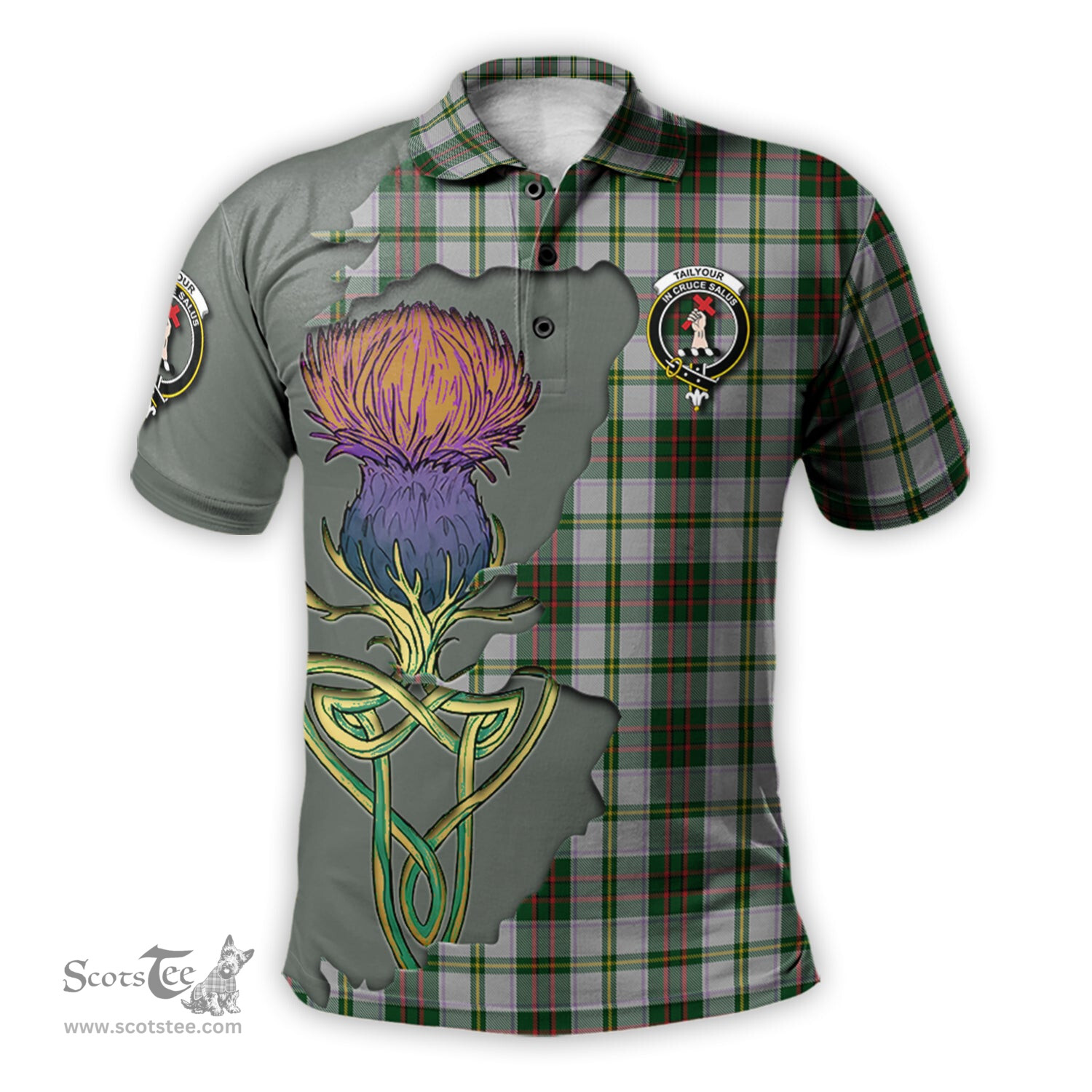 Scottish Taylor Dress Clan Tartan with Thistle and Scotland Map Tartan Plaid Polo Shirt Scottish Plaid Tartan Plaid - ScotsTee - scotstee.com