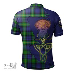 Scottish Meldrum Clan Tartan with Thistle and Scotland Map Tartan Plaid Polo Shirt Scottish Plaid Tartan Plaid - ScotsTee - scotstee.com