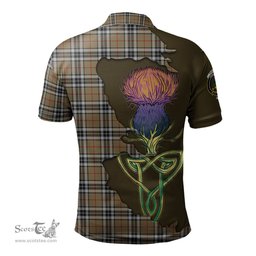 Scottish Thomson Camel Clan Tartan with Thistle and Scotland Map Tartan Plaid Polo Shirt Scottish Plaid Tartan Plaid - ScotsTee - scotstee.com