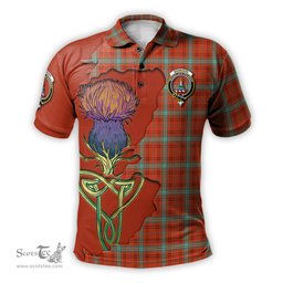 Scottish Morrison Red Ancient Clan Tartan with Thistle and Scotland Map Tartan Plaid Polo Shirt Scottish Plaid Tartan Plaid - ScotsTee - scotstee.com