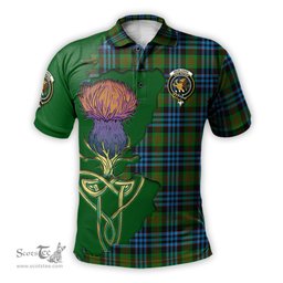 Scottish Newlands of Lauriston Clan Tartan with Thistle and Scotland Map Tartan Plaid Polo Shirt Scottish Plaid Tartan Plaid - ScotsTee - scotstee.com