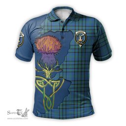 Scottish Matheson Hunting Ancient Clan Tartan with Thistle and Scotland Map Tartan Plaid Polo Shirt Scottish Plaid Tartan Plaid - ScotsTee - scotstee.com