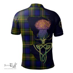 Scottish Moore Clan Tartan with Thistle and Scotland Map Tartan Plaid Polo Shirt Scottish Plaid Tartan Plaid - ScotsTee - scotstee.com