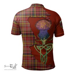 Scottish Ogilvie (Ogilvy) of Strathallan Clan Tartan with Thistle and Scotland Map Tartan Plaid Polo Shirt Scottish Plaid Tartan Plaid - ScotsTee - scotstee.com