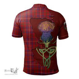 Scottish Rose Clan Tartan with Thistle and Scotland Map Tartan Plaid Polo Shirt Scottish Plaid Tartan Plaid - ScotsTee - scotstee.com